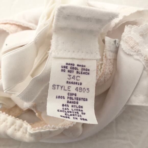 American VINTAGE Empire Intimates 34C White Convertible Strap Bridal Bra A17 - Picture 4 of 4